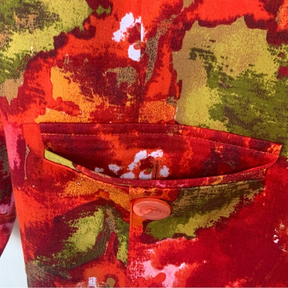 CHICO’S Chico’s Fall Cocktail Orange Red Floral Button Closure Blazer Size Large - Picture 8 of 13